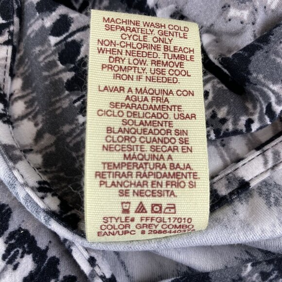 Faded Glory Womens L Chevron Pattern Belted Stretch Waist Dress Grey Faux Wrap - Picture 6 of 7